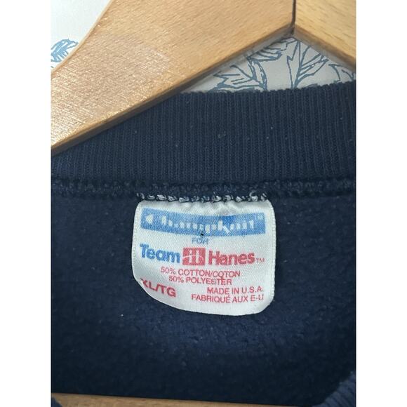 Vintage 90s Notre Dame Pullover Crewneck Sweatshirt USA College Navy XL - Picture 3 of 4